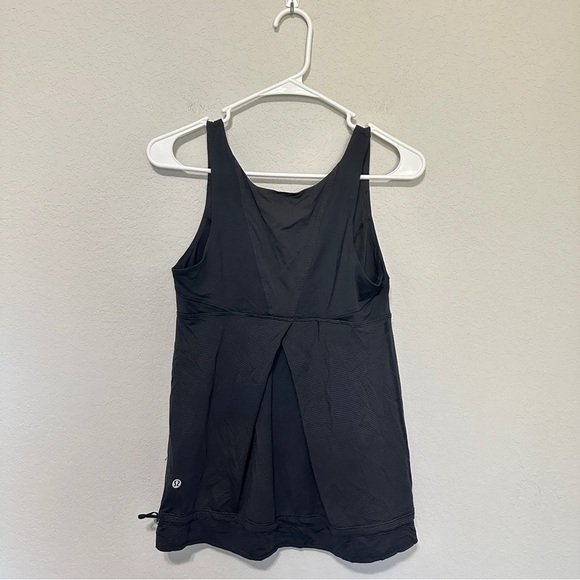 Lululemon Black Scoop‎ Neck Athletic Tank Top Womens 8 Wide Strap Drawstring Hem - Picture 2 of 5